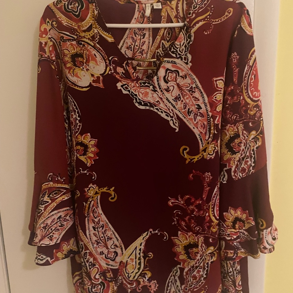 Cato Paisley Blouse in Burgundy and Yellow